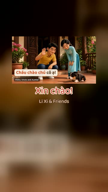 Frame from the Short: Chào hai bác, chào chú cô! Family words